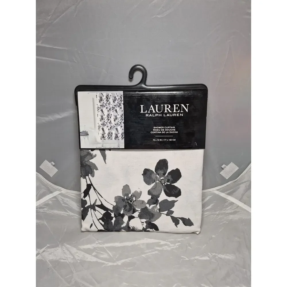 💥 Ralph Lauren Fabric Shower Curtain Black Floral 70